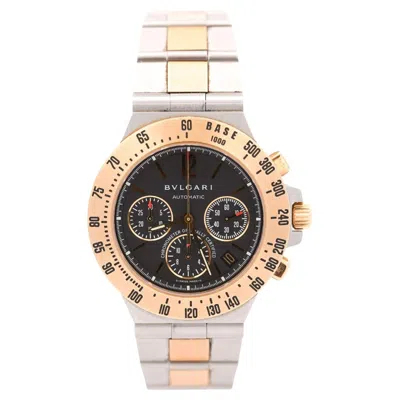 Pre-owned Bulgari Diagono 0040 Professional 40mm Two-tone Steel Gold Black Dial Watch