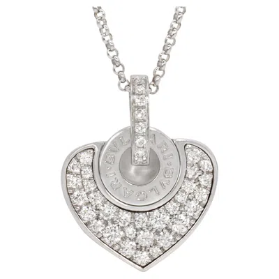 Pre-owned Bulgari Diamond And 18k White Gold Cuore Heart Necklace