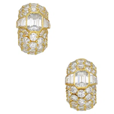Pre-owned Bulgari Diamond Hoop Earrings In 18k Y Gold In Multiple