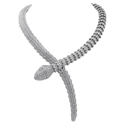 Pre-owned Bulgari Diamond Serpenti Necklace In 18kt White Gold