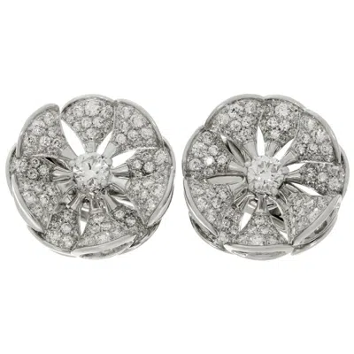 Pre-owned Bulgari Divas' Dream Diamond White Gold Flower Earrings