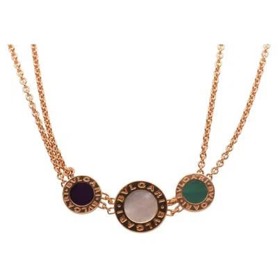 Pre-owned Bulgari Estate Bvlgari 18k Yellow Gold Malachite, Mother Of Pearl, Sugilite Necklace