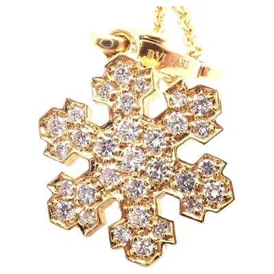 Pre-owned Bulgari Fiocco Di Neve Snowflake Diamond Yellow Gold Pendant Necklace