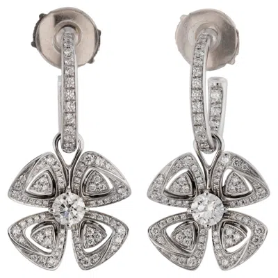 Pre-owned Bulgari Fiorever Diamond White Gold Drop Earrings With Box