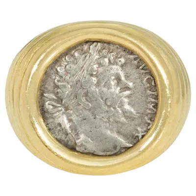 Pre-owned Bulgari Gold And Silver Septimius Severus "monete" Ring In Multiple