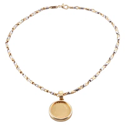 Pre-owned Bulgari Gold And Steel Coin Monete Pendant Necklace In Multi