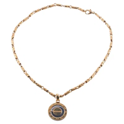 Pre-owned Bulgari Gold And Steel Diamond Zodiac Pendant Necklace In Multi