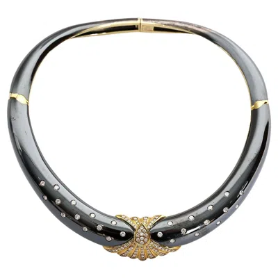 Pre-owned Bulgari Gold Enamel And Diamonds Choker Necklace In Multi
