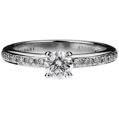 Pre-owned Bulgari Griffe 0.50ct D Vs1 Diamond Solitaire Ring In Platinum, Gia Certified In Multi
