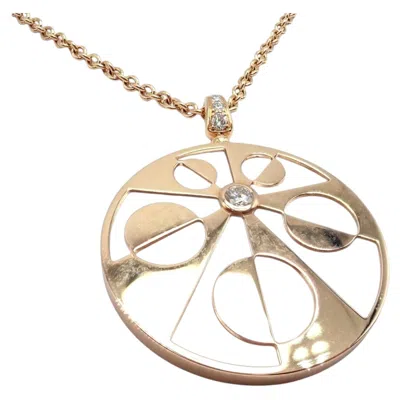 Pre-owned Bulgari Intarsio Diamond Mother Of Pearl Rose Gold Necklace In Red