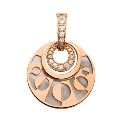Pre-owned Bulgari Intarsio Diamond Mother-of-pearl 18k Rose Gold Pendant In Red