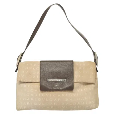 Pre-owned Bulgari Logo Beige Canvas Shoulder Bag ()
