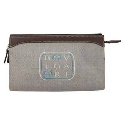 Pre-owned Bulgari Logo Grey Canvas Clutch Bag ()