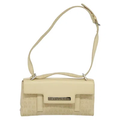 Pre-owned Bulgari Logo Mania Beige Canvas Shoulder Bag ()