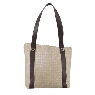 Pre-owned Bulgari Logo Mania Beige Canvas Tote Bag ()