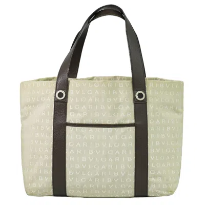 Pre-owned Bulgari Logo Mania Beige Canvas Tote Bag ()