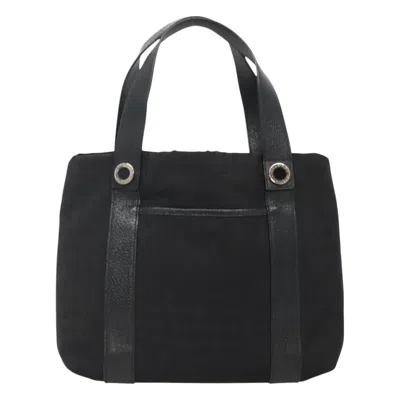 Pre-owned Bulgari Logo Mania Black Canvas Tote Bag ()