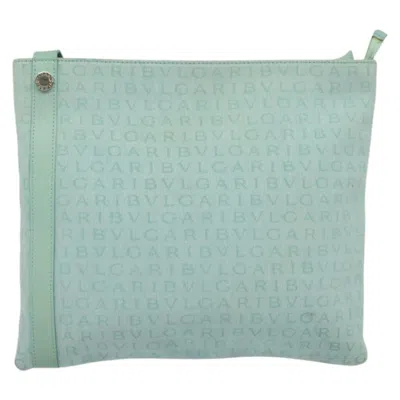Pre-owned Bulgari Logo Mania Canvas Shoulder Bag () In Green