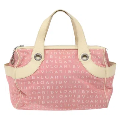 Pre-owned Bulgari Logo Mania Canvas Tote Bag () In Pink