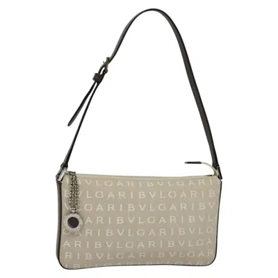 Pre-owned Bulgari Logo Mania Ecru Canvas Shoulder Bag ()