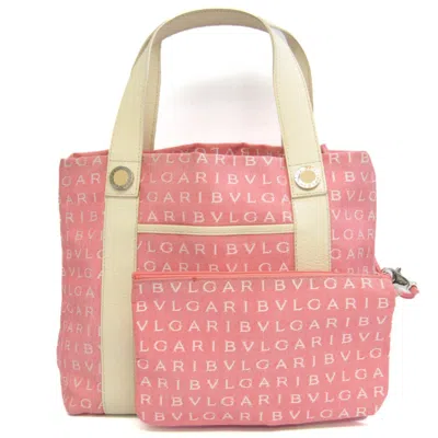 Pre-owned Bulgari Logo Mania Pink Canvas Tote Bag ()