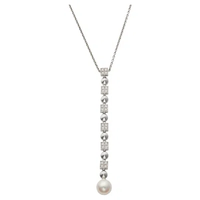 Pre-owned Bulgari Lucea Necklace In White Gold Pearl And Diamonds