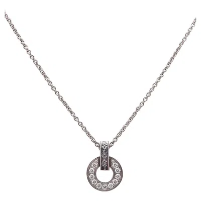 Pre-owned Bulgari Milano Bvlgari-bvlgari Pendant Necklace 18kt White Gold And Vs Diamonds