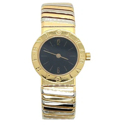 Pre-owned Bulgari Modern Bvlgari White/yellow Gold Tubogas Open Flex Cuff Quartz Lady 23mm Watch In Multi