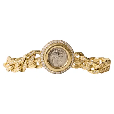 Pre-owned Bulgari Monete Quintillus 18kt Gold And Diamond Bracelet, Circa 1980s In Multiple
