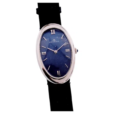 Pre-owned Bulgari Movado For , Baignoire Allongée, 18k White Gold Painted Lapis Lazuli Dial