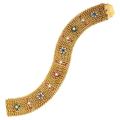 Pre-owned Bulgari Multi Gem Gold Flower Bracelet