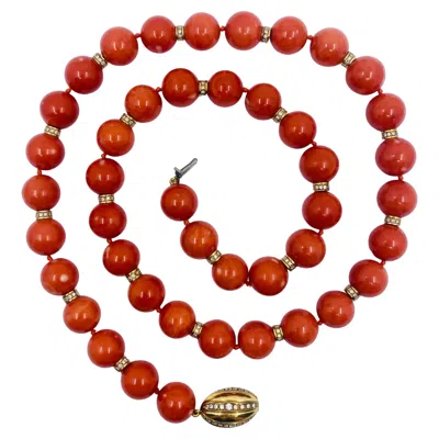Pre-owned Bulgari Necklace Coral Gold In Red
