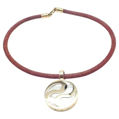 Pre-owned Bulgari Optical Illusion Spinning Mother Of Pearl Pendant Gold & Steel Necklace In Multi