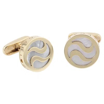 Pre-owned Bulgari Optical Pearl Shell 18k Gold Cufflinks In Multi