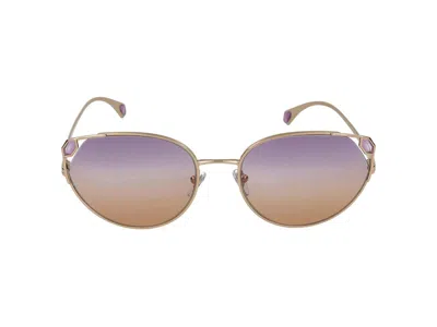 Bulgari Oval Frame Sunglasses In Gold
