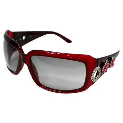 Pre-owned Bulgari Oversized Red Gardient Crystal Flower Embellished Sunglasses