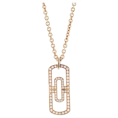 Pre-owned Bulgari Parentesi Adjustable Length Diamond Pendant Necklace In 18k Rose Gold In Red