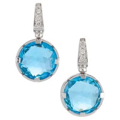 Pre-owned Bulgari Parentesi Cocktail Earrings In 18k White Gold And Blue Topaz