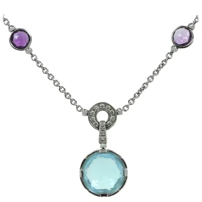 Pre-owned Bulgari Parentesi Cocktail Topaz Amethyst Diamond White Gold Necklace