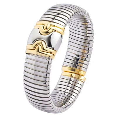 Pre-owned Bulgari 'parentesi' Cuff In 18 Karat Gold & Stainless Steel In Multi