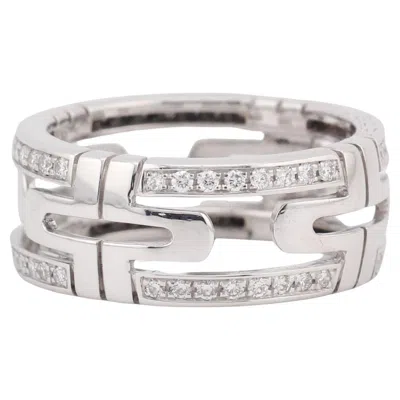 Pre-owned Bulgari Parentesi Diamond 18k White Gold Band Ring Size 5.5