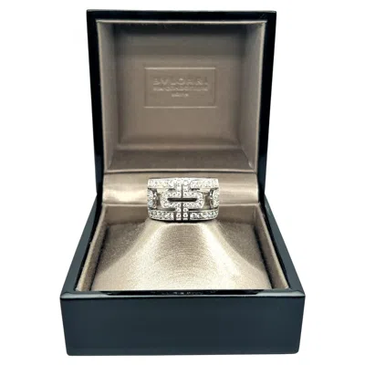 Pre-owned Bulgari 'parentesi Openwork' Diamond Ring In 18 Karat White Gold
