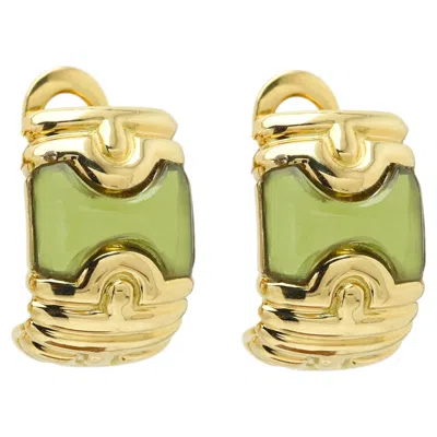 Pre-owned Bulgari Parentesi Vintage Peridot Earrings 18k Gold In Multiple