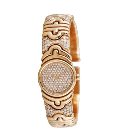 Pre-owned Bulgari Parentesi Yellow Gold Diamond Watch Bracelet Bg01