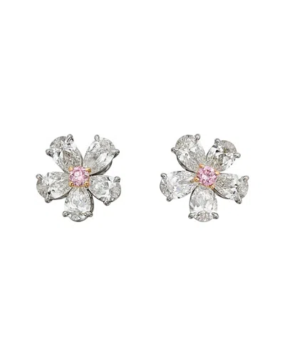 Bulgari Platinum 3.67 Ct. Tw. Diamond Flower Earrings (authentic ) In White