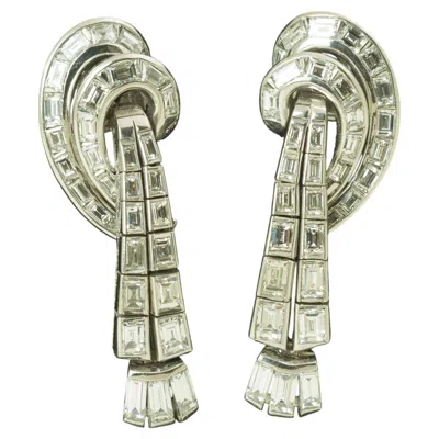 Pre-owned Bulgari Platinum And Diamond Earrings By Bvlgari, Circa 1960 In Multi