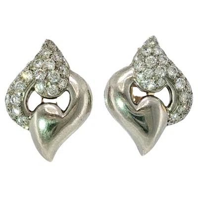 Pre-owned Bulgari Platinum Diamond Earrings 18k Yellow Gold Backs~1.4 Ctw Circa 1980