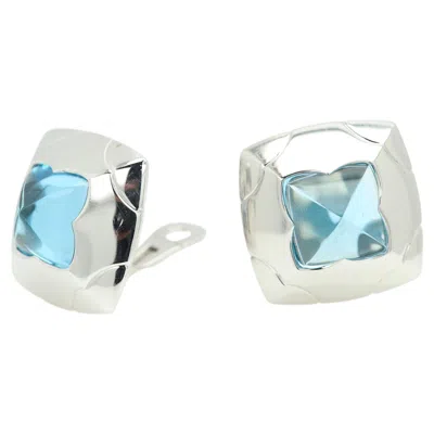 Pre-owned Bulgari Pyramid Blue Topaz Gold Earrings