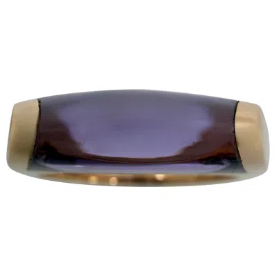 Pre-owned Bulgari Rare Bvlgari  Mysa Tronchetto 18k Rose Gold Purple Amethyst Dome Ring In Red