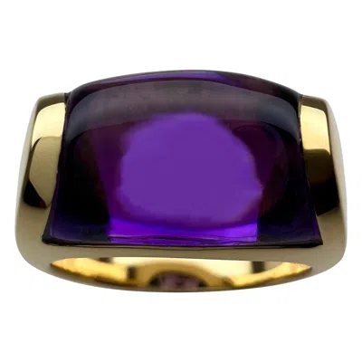 Pre-owned Bulgari Rare Bvlgari  Tronchetto 18k Yellow Gold Purple Amethyst Ring With Box